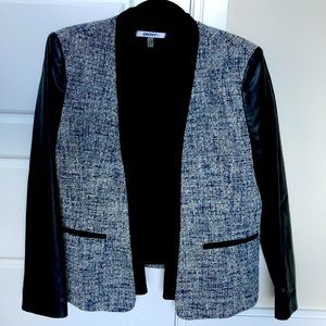 Tweed faux leather blazer